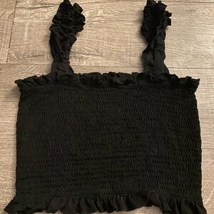 Black Ruffled Women's crop tank Top